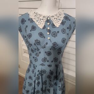 Hell Bunny Blue Sweetheart Midi Dress